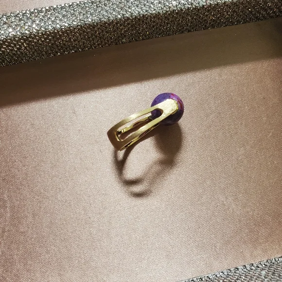 Purple Turquoise and Gold Plated Sterling Ring - Picture 7 of 8